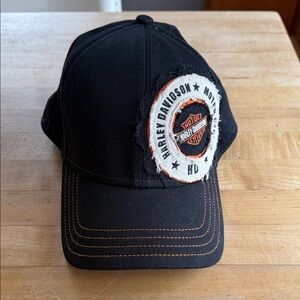 Harley-Davidson Black Hat with Orange Stitching